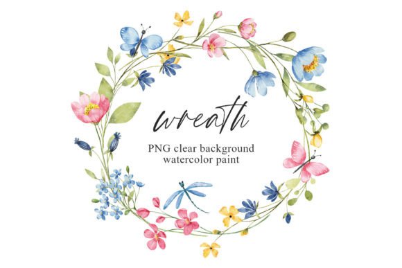 Download Wreath, Watercolor Flowers, Butterflies - Flower Collection