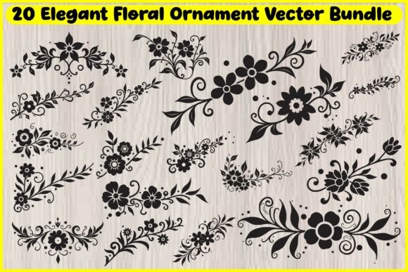 Download 20 Botanical Flourish &amp; Flower Ornament - Flower Collection