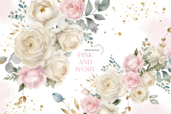 Download Pink Ivory Flowers Bouquets Clipart - Flower Collection
