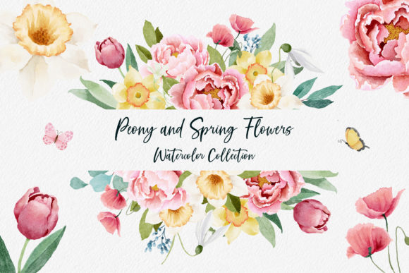 Download Watercolor Peony and Spring Flowers - Flower Collection