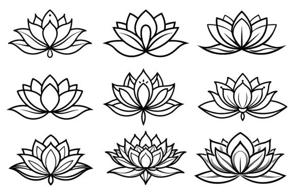 Download Line Drawing Blooming Lotus Flower - Flower Collection
