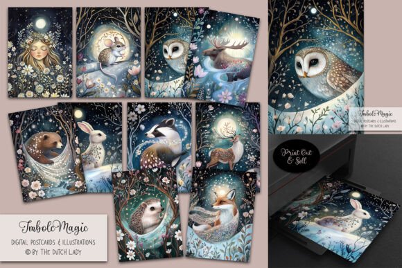 Download Imbolc Magic Postcard Illustration Set - Illustration Collection