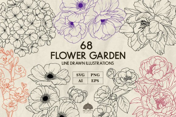 Download Flower Garden Line Art Svg Png - Flower Collection
